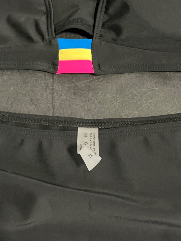 Photo 1 of (XL) Womens Black Bikini with Rainbow Shoulders 