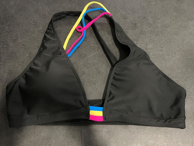 Photo 1 of (XL) Womens Black Bikini with Rainbow Shoulders 