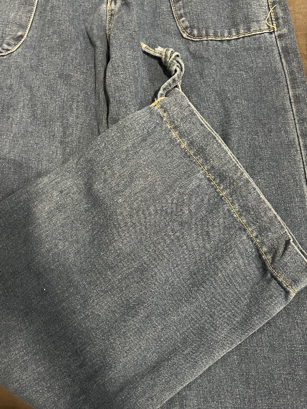 Photo 1 of (S) Womens Wide Leg High Rise Blue Jeans with Lacing Up Side Leg