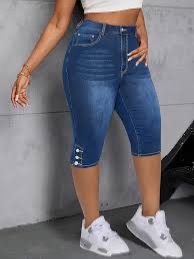 Photo 1 of (XXL) Womens Dark Wash Stretchy Long Shorts 