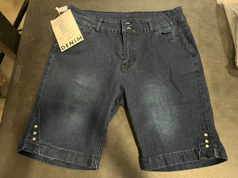 Photo 1 of (XXL) Womens Dark Wash Stretchy Long Shorts 