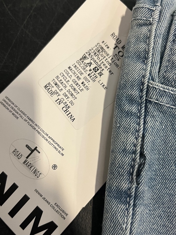 Photo 1 of (S) Womens Light Wash Denim Jeans with Front Seam Detail WIde Leg Jeans 