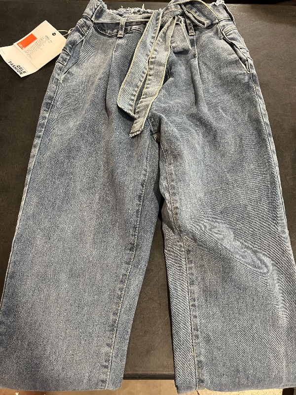 Photo 1 of (M) Womens HIgh Waist PaperBag Jeans with Rigged Waist Line 