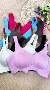 Photo 1 of (L) Super Firming Bra, Women's Ribbed Push Up Adjustable Wireless Bra, Wire-Free Non-Marking Skin-Friendly Push-Up Bras, 7 Pack