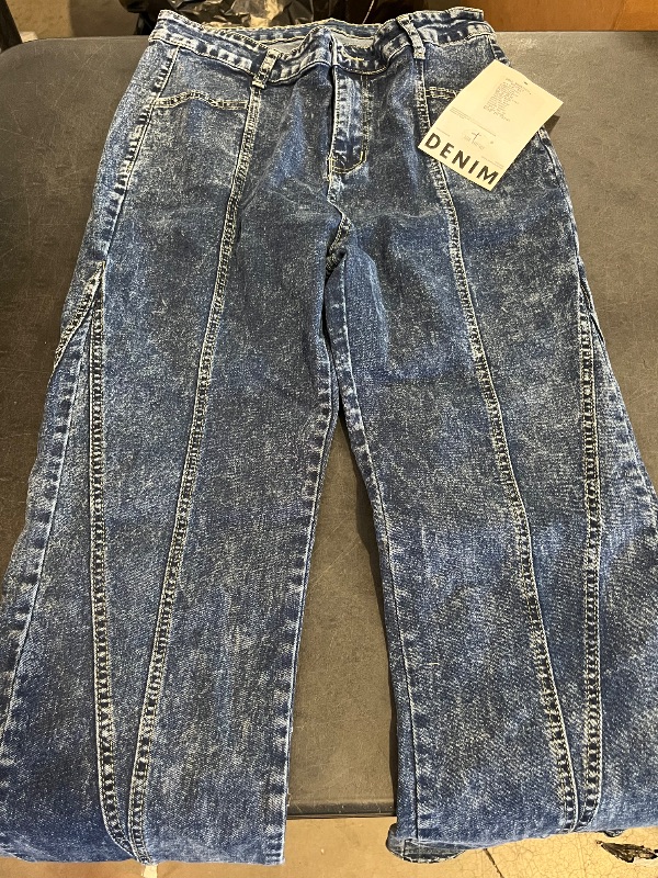 Photo 1 of (M) Womens High Waist Acid Wash Straight Leg Jeans 