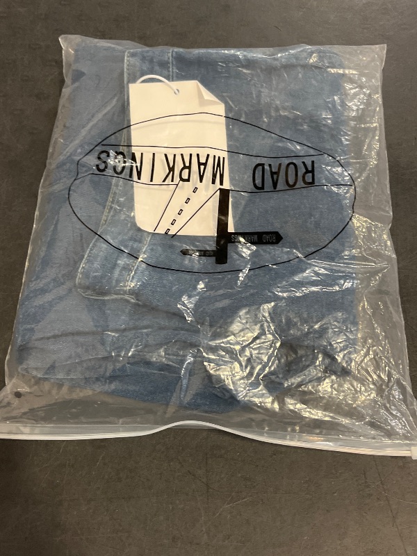 Photo 1 of (XXXL) Womens Wide Leg High Rise Blue Jeans with Lacing Up Side Leg
