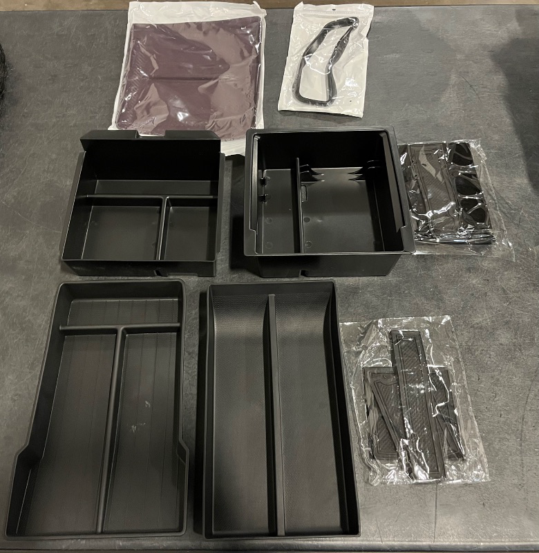 Photo 1 of 6 PCS Center Console Organizer Tray Set, 5 Storage Holders, Non-Slip Mat for Dual Cups, Webcam Cover, Compatible with Tesla M3 2024-2025, Model Y 2025, Interior Storage Accessories