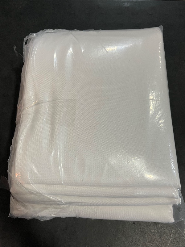 Photo 1 of Fitable 6 Pack White Round Tablecloths - 120 Inches in Diameter - Stain Resistant and Washable Table Clothes, Polyester Fabric Table Covers for Wedding, Party, Banquet, Formal Events

