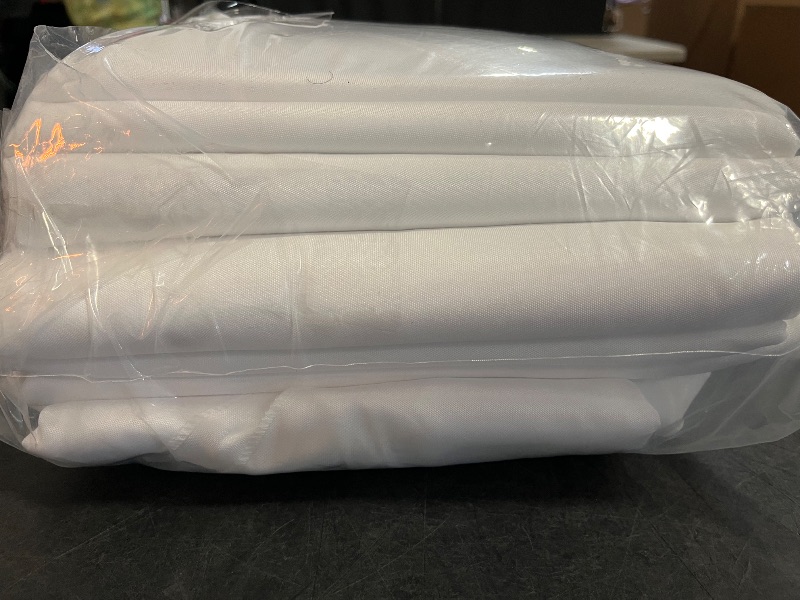 Photo 1 of Fitable 6 Pack White Round Tablecloths - 120 Inches in Diameter - Stain Resistant and Washable Table Clothes, Polyester Fabric Table Covers for Wedding, Party, Banquet, Formal Events

