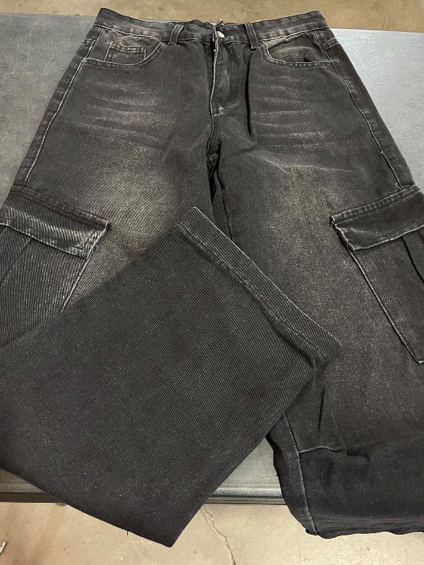 Photo 1 of (XS) Womens High Rise Cargo Pants with Side Pockets 