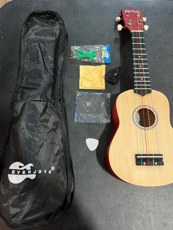Photo 1 of Everjoys Soprano Ukulele Beginner Pack-21 Inch w/Rainbow String Free Online Lesson Gig Bag Digital Tuner Pick All in One Kit
