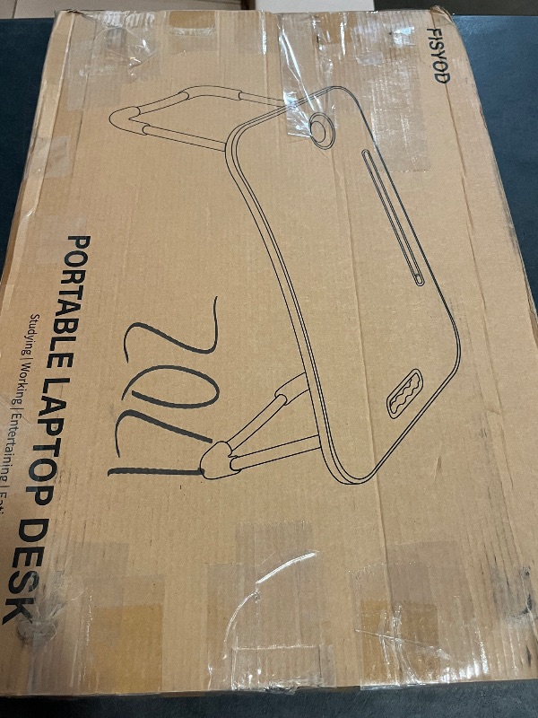 Photo 1 of Laptop Bed Desk, Foldable Lap Desk, Portable Lap Table, Laptop Stand with Cup Holder & Tablet Slot & Lifting Handle for Working Writing Drawing & Eating - Pink
