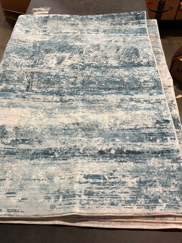 Photo 1 of Area Rug Washable Soft Large Non-Slip for Living Room Dining Room Office Bedroom - Abstract Teal/White/Grey