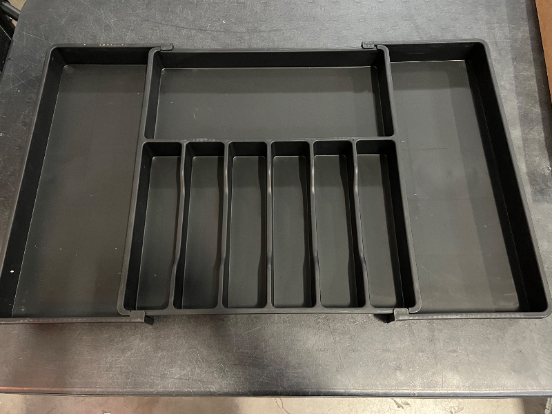 Photo 1 of Aujen Silverware Organizer - Expandable Kitchen Drawer Organizer, Adjustable Utensil Organizer, Cutlery Tray for Forks, Knives, Multipurpose Kitchen Organizers and Storage Solution, Black, Large
