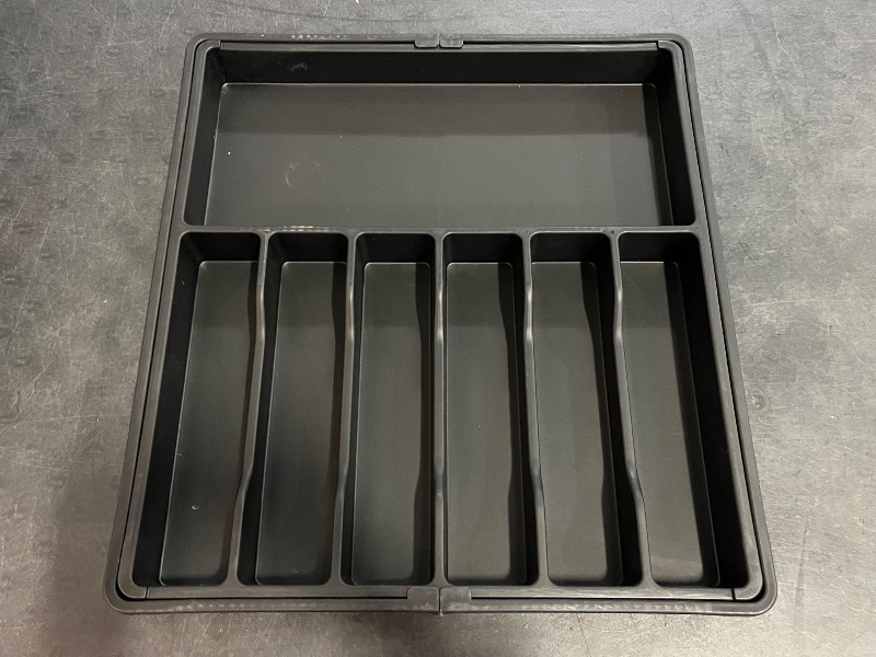 Photo 1 of Aujen Silverware Organizer - Expandable Kitchen Drawer Organizer, Adjustable Utensil Organizer, Cutlery Tray for Forks, Knives, Multipurpose Kitchen Organizers and Storage Solution, Black, Large
