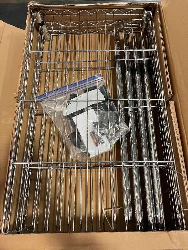 Photo 1 of 3-Tier Wire Shelf Rack, Kitchen Metal 3-Shelves Rack with Lockable Wheels,Height Adjustable Wire Shelving Unit and Storage for Living Room,Laundry,Office,Pantry,Studio