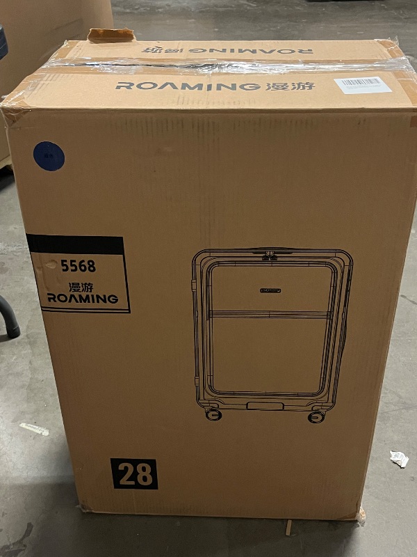 Photo 1 of ROAMING Expandable 28-Inch Checked Luggage with Mute Brake Wheels Airline Approved Hard Shell Suitcases with Front Pocket Top Opening Luggage with TSA Lock for Short Business Travel, Glaze blue
