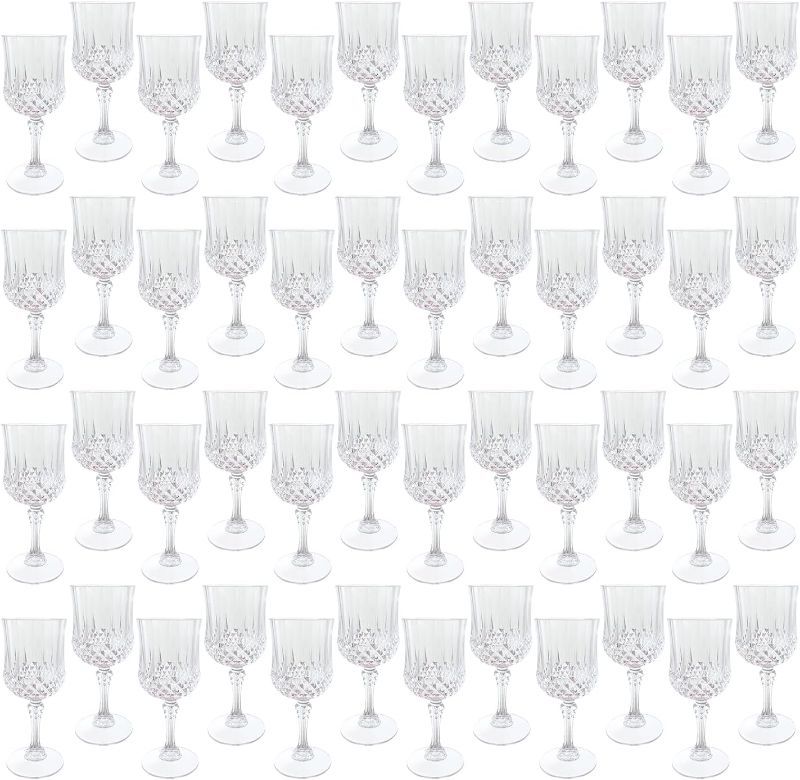Photo 1 of 16 Only** Plastic Wine Glasses, Plastic Goblets Vintage Style Cordial Drinking Glasses for Wedding Reception, Grand Event Party Supplies, Valentine’s Day (48, Transparent)