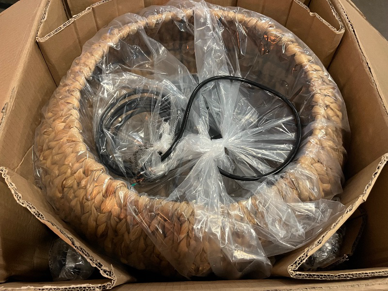 Photo 1 of Farmhouse Rattan Chandelier,19.3'' Boho Chandelier Light Fixture,5-Light Wicker Pendant Light for Dining Room/Living Room/Kitchen Island,E26 Base,Adjustable Height 
