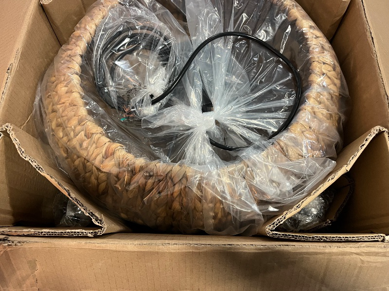 Photo 1 of Farmhouse Rattan Chandelier,19.3'' Boho Chandelier Light Fixture,5-Light Wicker Pendant Light for Dining Room/Living Room/Kitchen Island,E26 Base,Adjustable Height 
