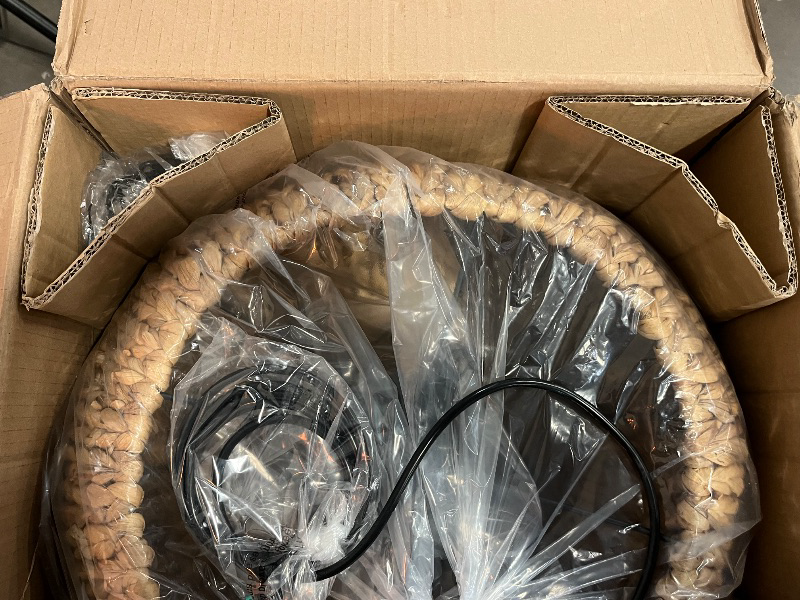 Photo 1 of Farmhouse Rattan Chandelier,19.3'' Boho Chandelier Light Fixture,5-Light Wicker Pendant Light for Dining Room/Living Room/Kitchen Island,E26 Base,Adjustable Height 
