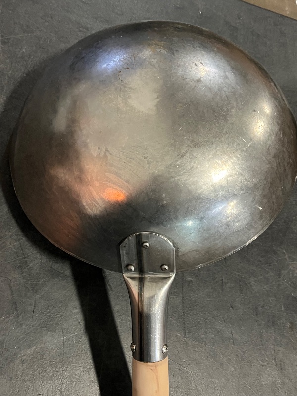 View 4 of Craft Wok Traditional Hand Hammered Chinese Carbon Steel Wok with Wooden and Steel Helper Handle