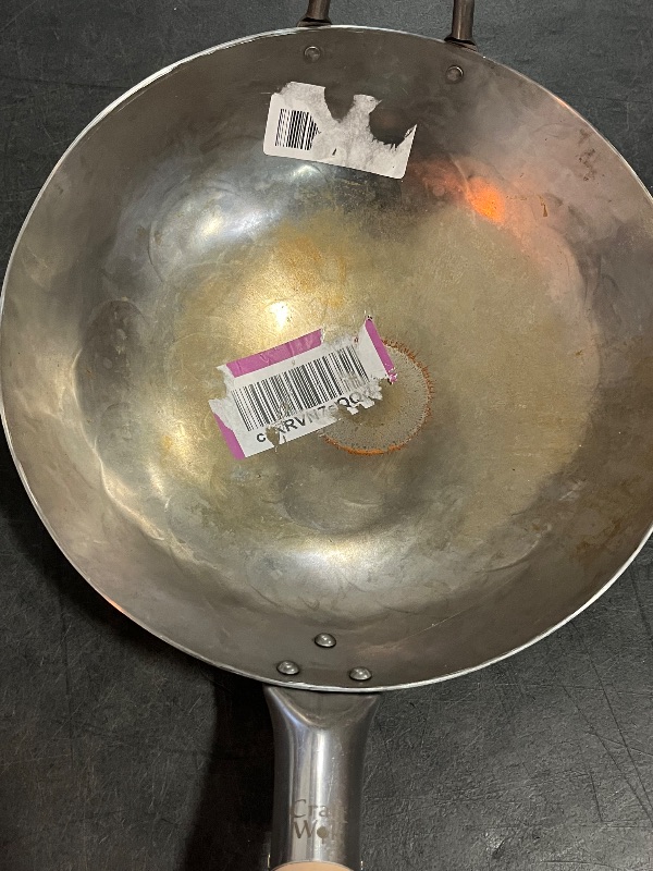View 2 of Craft Wok Traditional Hand Hammered Chinese Carbon Steel Wok with Wooden and Steel Helper Handle