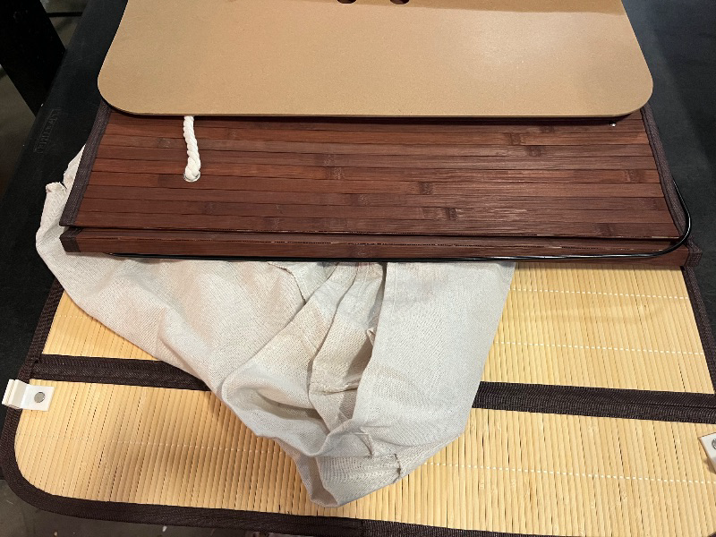 Photo 1 of 150L Laundry Hamper with lid, 3-Section Clothes Laundry Basket with Handles, Large Collapsible Bamboo Baskets for Bedroom, Bathroom, Dorm, Brown
