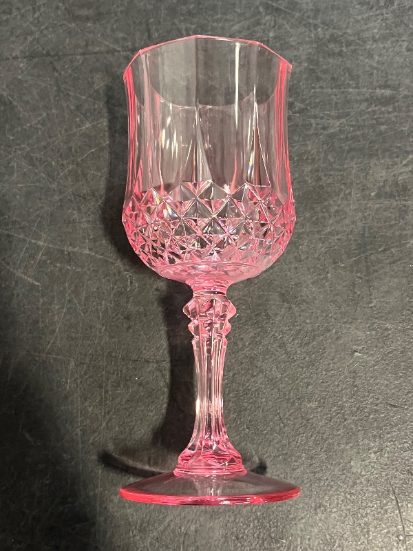 View 3 of 48 PCS Pink Plastic Wine Glasses,Reusable Plastic Wine Glasses,Pink Goblet Glass,Durable and Sturdy Cups Can Be Used for Various Parties Such as Weddings