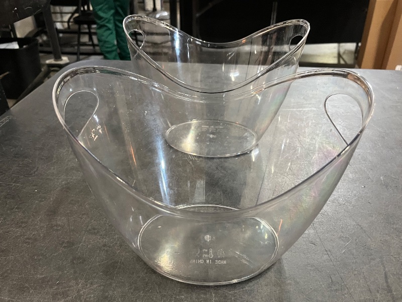 Photo 1 of 2 Pcs Ice Bucket Champagne Wine Bucket Clear Acrylic Beverage Tub Party Drinks Ice Tub for Wine, Champagne or Beer Bottles Bar Supplies
