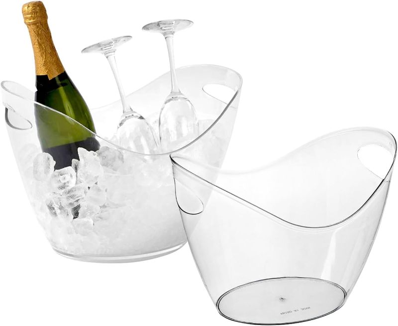 Photo 1 of 2 Pcs Ice Bucket Champagne Wine Bucket Clear Acrylic Beverage Tub Party Drinks Ice Tub for Wine, Champagne or Beer Bottles Bar Supplies
