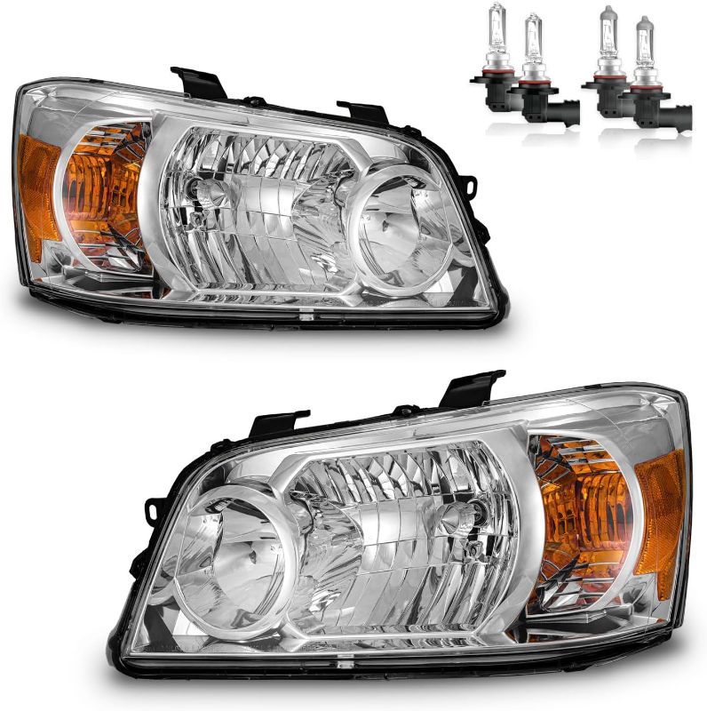Photo 1 of Headlights Assembly W/Bulbs for 2004-2006 Toyota Highlander, Sport Utility Headlamp Replacement Left + Right Side
