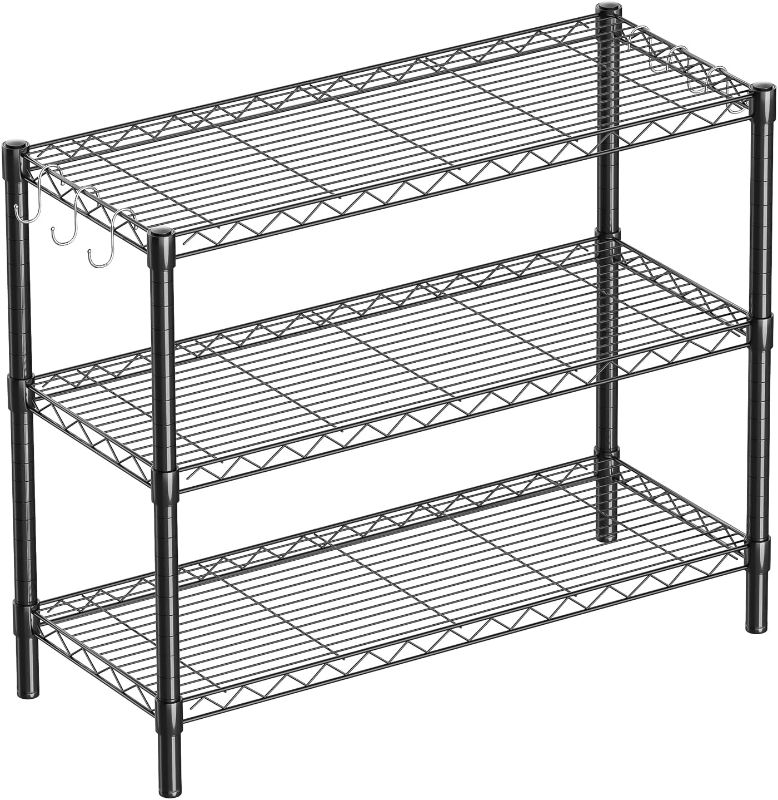 Photo 1 of 3-Shelf Adjustable Metal Shelf Wire Shelving Unit Storage Rack Display Shelf for Office,Kitchen,Bedroom,Bathroom,Laundry,Pantry Basement,Garage