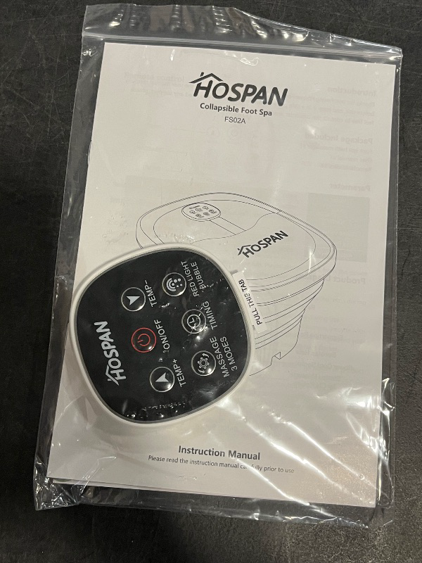 Photo 1 of HOSPAN Collapsible Foot Spa Electric Rotary Massage, Foot Bath with Heat, Bubble, Remote, and 24 Motorized Shiatsu Massage Balls. Pedicure Foot Spa for Feet Stress Relief - FS02A
