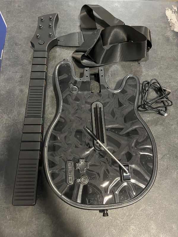 Photo 1 of NBCP Guitar Hero Controller PC, Wireless PS3 /PC Guitar Hero Guitar with Dongle for Clone Hero, Guitar Hero 3/4/5 Rock Band 1/2 Games Black

