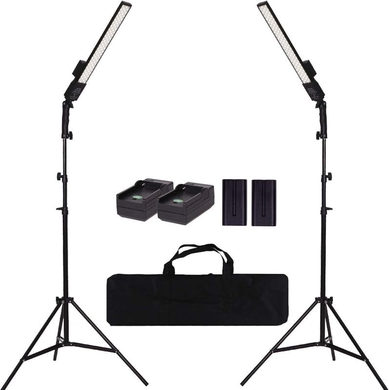 Photo 1 of LED Video Light Battery Powered Photography Light Portable Handheld Wand,Dimmable 2800-5500K Photo Studio Light Kit with NP-970 Li-ion Battery and Stand for Portrait, YouTube,Outdoor Video
