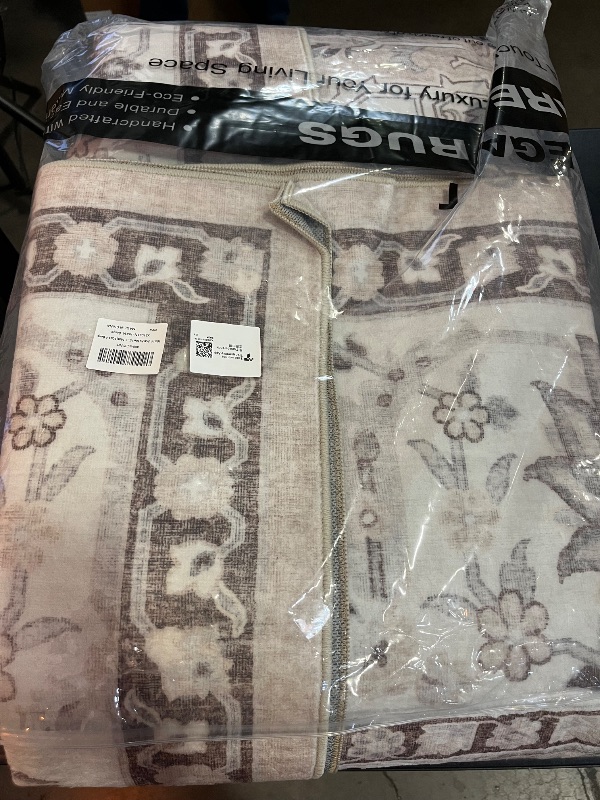 Photo 1 of 10x14 Washable Vintage Area Rug - Large Rugs for Living Room Soft Stain Resistant Carpet with Non-Slip Backing Low Pile Water Resistant Rug for King Size Bed Pet Friendly Home Decor Mat(10x14 Beige)
