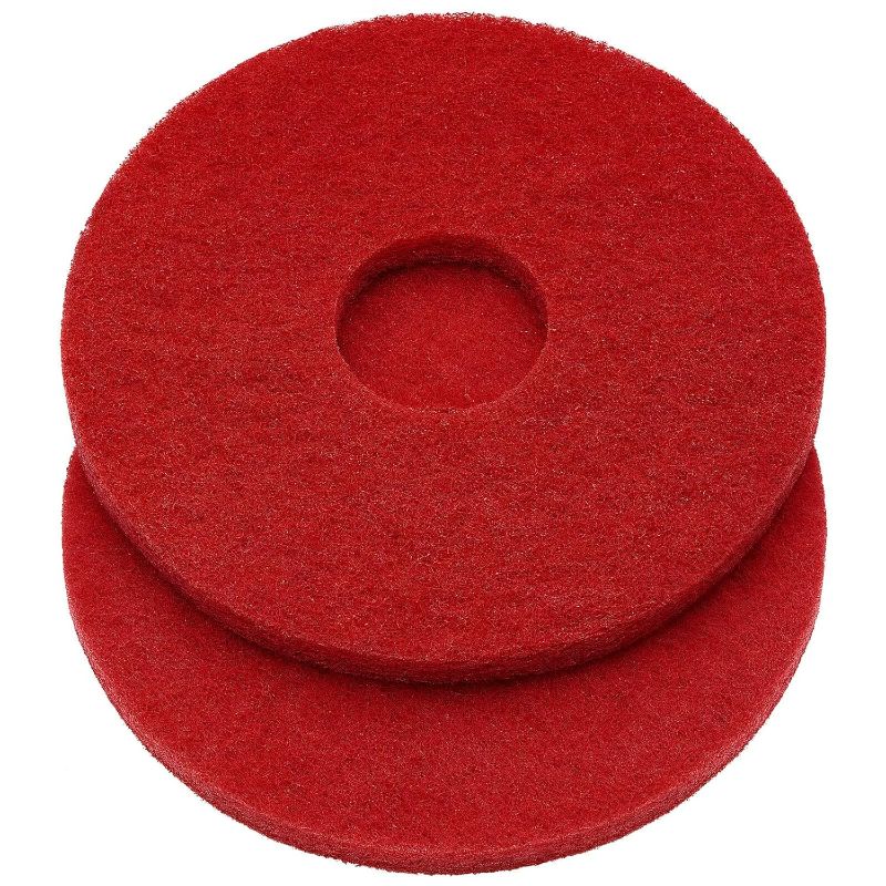 Photo 1 of 2 Pcs 12" Red Scrubbing Pads Commercial Cleaning Orbiter Pads-Maintenance Non Woven for Floor Buffer Machine ( One red & One black )