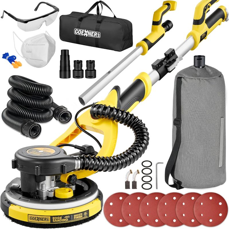 Photo 1 of *GREEN* Drywall Sander, Electric Drywall Sander with Vacuum, Automatic Dust Removal, 7 Variable Speed, 900-1800RPM, 26’ Power Cord, Labor-Saving Handle and Patented Fixture for Ceiling Sanding, LED Light
