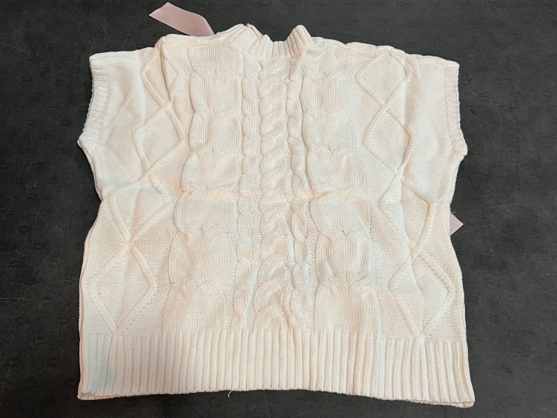 Photo 1 of (L) Womens Clearlove Lace Up Ribbon Sweater Vest Cap Sleeve Knit Tank Top Bow Twist Crochet casual Blouse
