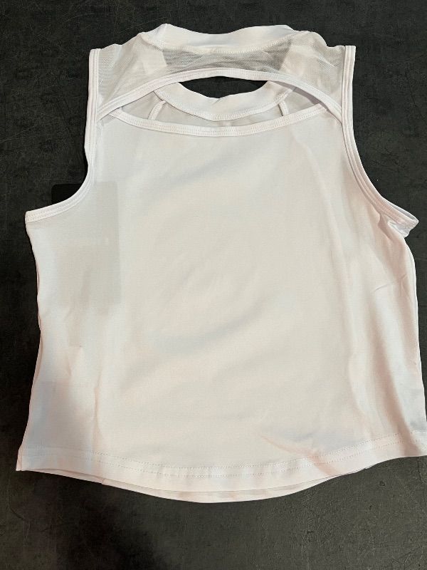 Photo 1 of (XS) Girls Tennis Outfit Set with Open Back Tanktop and Skirt - White
