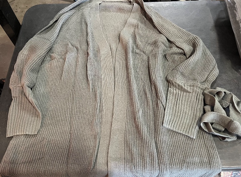 Photo 1 of (2XL) KIRUNDO Cardigan Sweaters for Women 2024 Fall Open Front Long Sleeve Loose Lightweight Knit Sweater Coat Without Pockets - Dark Grey
