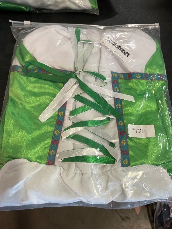 Photo 1 of (M) Women's Heart Pattern Fake 3-Piece Front Tie Front Strapless Blouse Cosplay Costume Set Green
