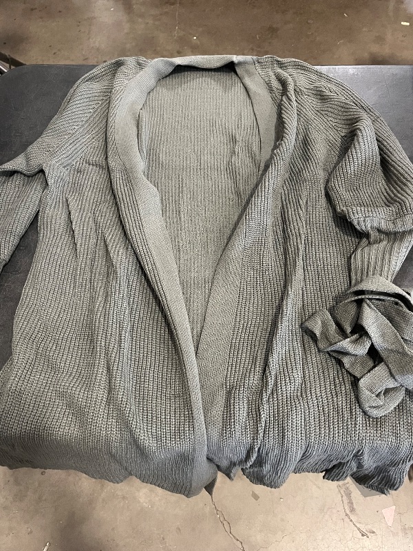 Photo 1 of (2XL) KIRUNDO Cardigan Sweaters for Women 2024 Fall Open Front Long Sleeve Loose Lightweight Knit Sweater Coat Without Pockets - Dark Grey
