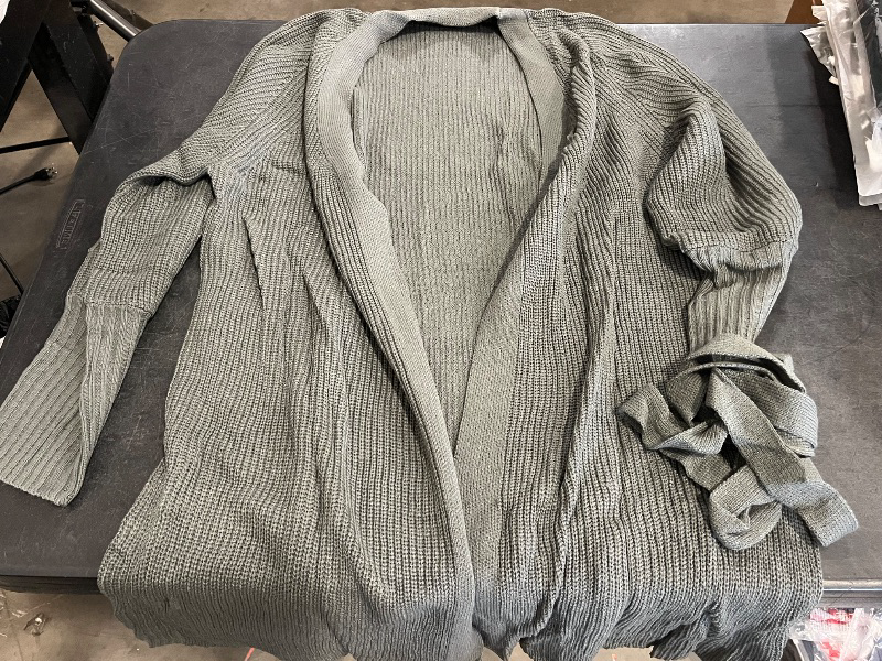 Photo 1 of (2XL) KIRUNDO Cardigan Sweaters for Women 2024 Fall Open Front Long Sleeve Loose Lightweight Knit Sweater Coat Without Pockets - Dark Grey