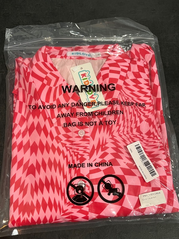 Photo 1 of (XL) Women's 2 Piece sets Button Down Shirt Long Sleeve Short Drawstring Outfits Pink Print-Target