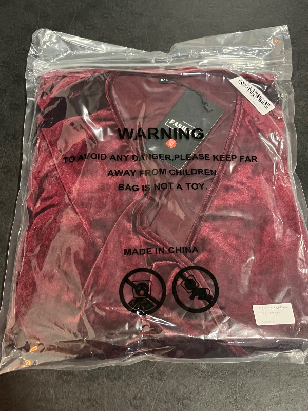 Photo 1 of (5XL) Velvet Red Wine Dress with Slit in Bottom