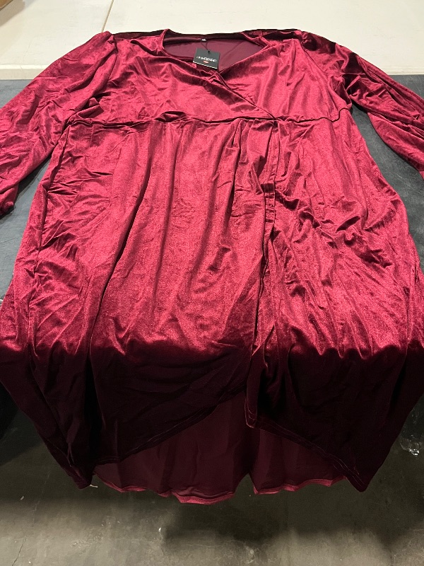 Photo 1 of (5XL) Velvet Red Wine Dress with Slit in Bottom