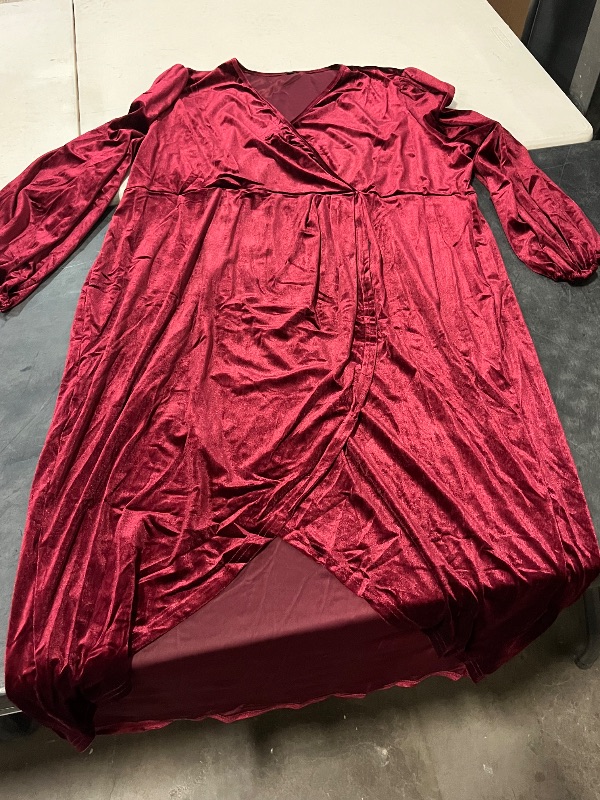 Photo 1 of (5XL) Velvet Red Wine Dress with Slit in Bottom
