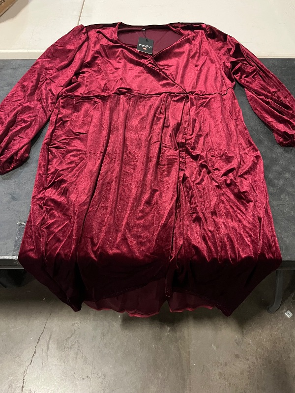 Photo 1 of (5XL) Velvet Red Wine Dress with Slit in Bottom